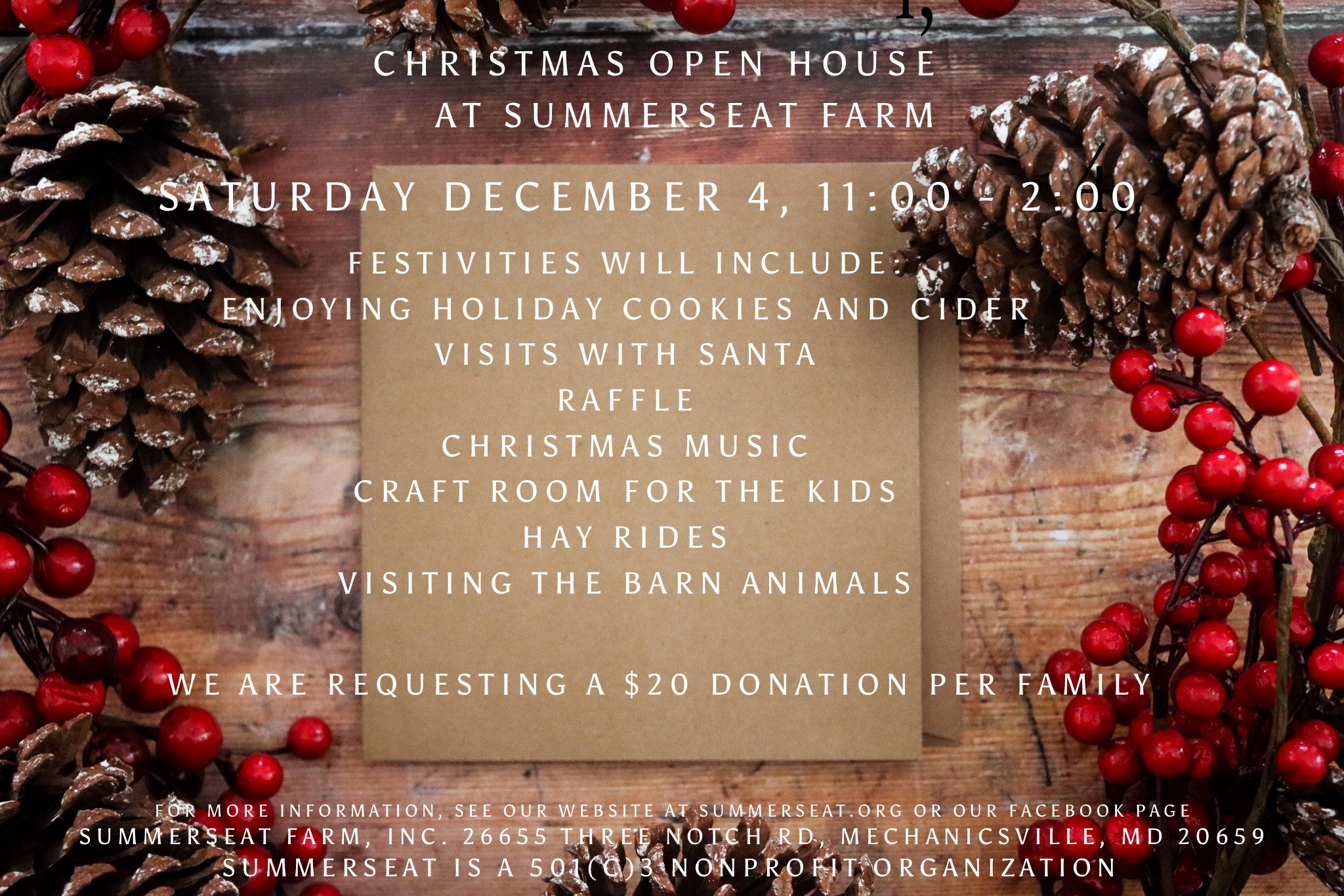 Christmas Open House Summerseat Farm, Inc.